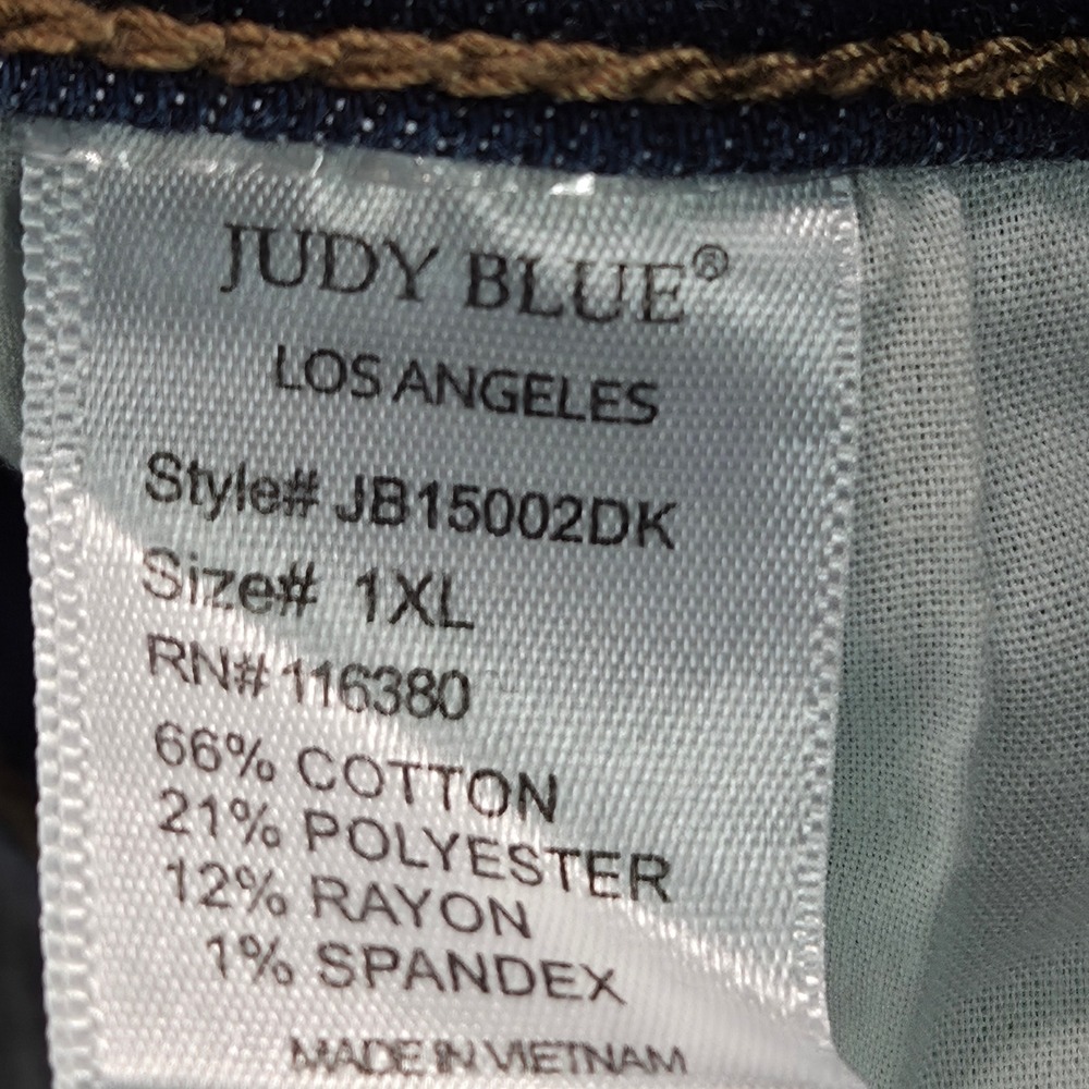 Judy Blue Distressed Denim Shorts 1XL Dark Wash Raw Hem Grunge Y2K - Picture 7 of 11